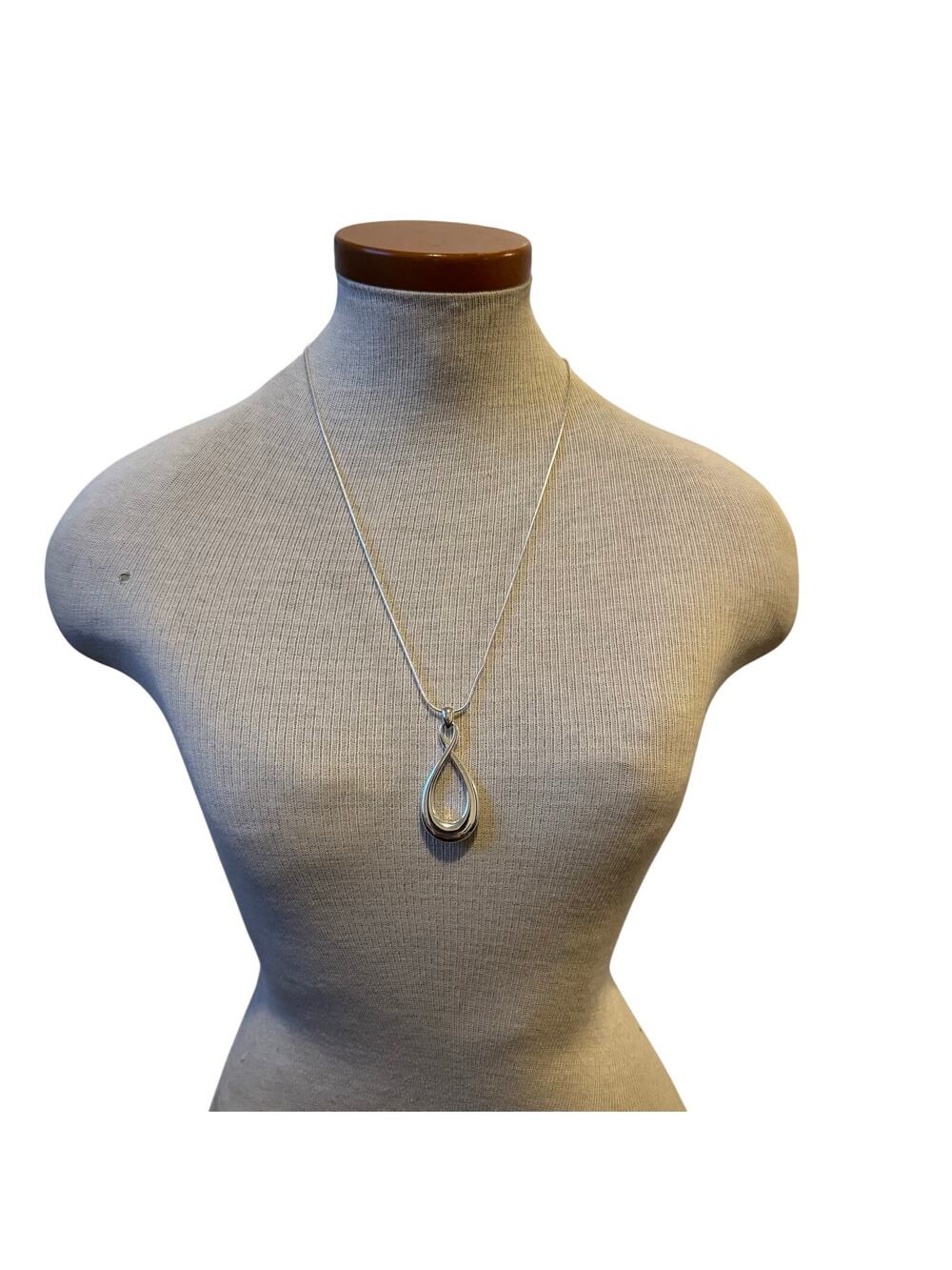 Silver Napier tear drop necklace